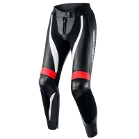 SPODNIE MOTOCYKLOWE SKÓRZANE DAMSKIE REBELHORN REBEL BLACK FLUO RED WHITE
