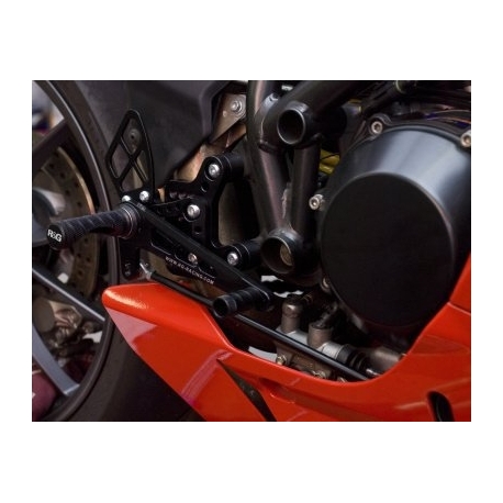 PODNÓŻKI REGULOWANE RG RACING DUCATI 848 / 1098 / 1198 (NIE PASUJE DO 1198S/R 2011), ZESTAW BLACK