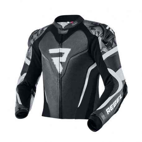 KURTKA MOTOCYKLOWA SKÓRZANA REBELHORN REBEL BLACK WHITE