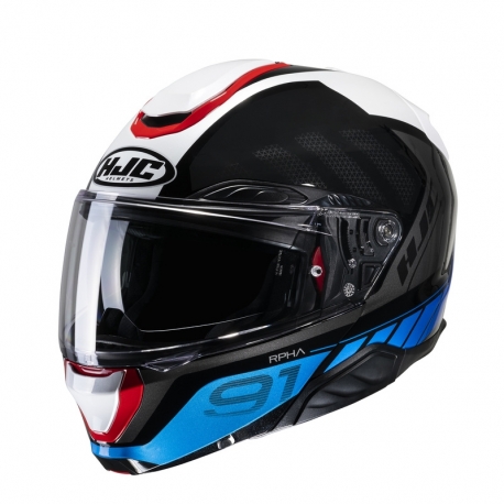 KASK MOTOCYKLOWY HJC RPHA91 RAFINO WHITE BLUE RED