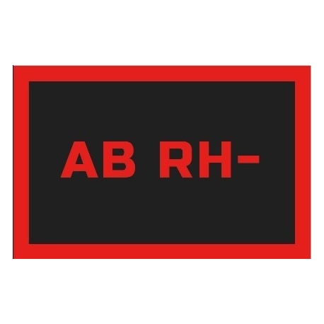 ODZNAKA NA RZEP REBELHORN GRUPA KRWI AB RH- BLACK/RED 50X80MM