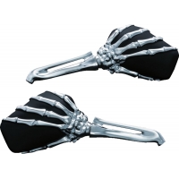 SKELETON HAND MIRRORS WITH CHROME STEMS AND BLACK HEADS