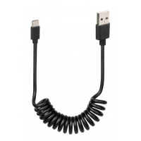 38702 Kabel sprężynowy Usb USB typu C - 100 cm - czarny