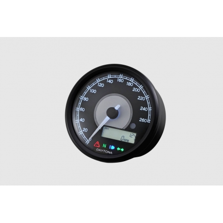87791 VELONA80" ELECTRICAL SPEEDOMETER 260 KM/H MPH, WHITE LED, BLACK