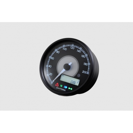 87790 VELONA80 ELECTRICAL SPEEDOMETER 200 KM/H MPH, WHITE LED, BLACK