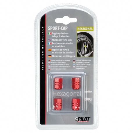 02504 Sport-Cap Hexagonal, set of 4 valve caps - Blue
