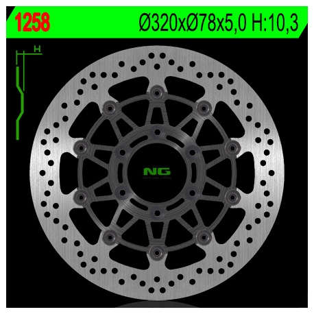 NG TARCZA HAMULCOWA PRZÓD TRIUMPH SPRINT ST/RS 955 '98-'04, SPEED TRIPLE 900/955 '97-'01 PŁYWAJĄCA (320X78X5)(6X10,50MM) PŁYWAJĄ