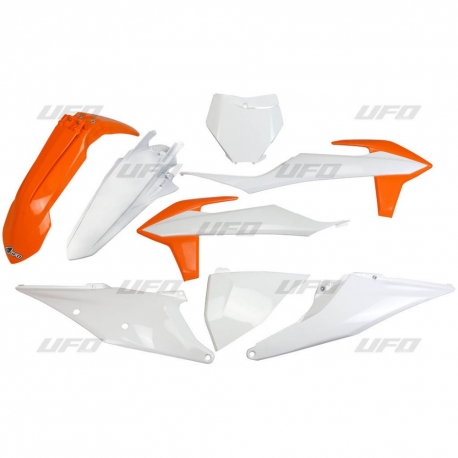 UFO KOMPLET PLASTIKÓW KTM SX 125/150/250 '19-'22, SXF (SX-F) 250/350/450 '19-'22 KOLOR OEM (POMARAŃCZOWY/BIAŁY) (KT522E999)