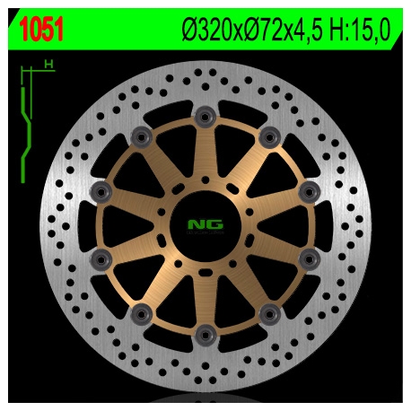 NG TARCZA HAMULCOWA PRZÓD DUCATI 749/848/999/1000/1100 '02-17 (320X72X4,5MM) (5X8,5MM) PŁYWAJĄCA