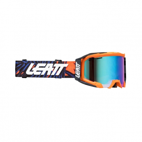 LEATT NOWOŚĆ GOGLE ROWEROWE VELOCITY 5.0 MTB GOGGLE IRIZ JUNGLE 26% KOLOR POMARAŃCZOWY/CZARNY/NIEBIESKI SZYBKA MULTICOLOR LUSTRO