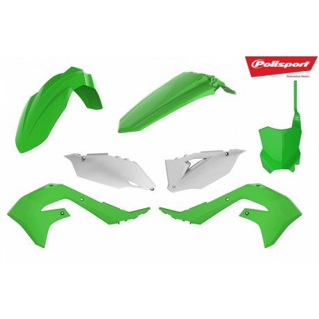 POLISPORT KOMPLET PLASTIKÓW KAWASAKI KX 250F '21-'24 KX 450F '19-'23 W ZESTAWIE TABLICA PRZEDNIA (8665900002) KOLOR ZIELONO BIA