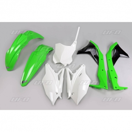 UFO KOMPLET PLASTIKÓW KAWASAKI KXF 250 '18-'20 KOLOR OEM '18 (BIAŁY/ZIELONY) (KA225E999)