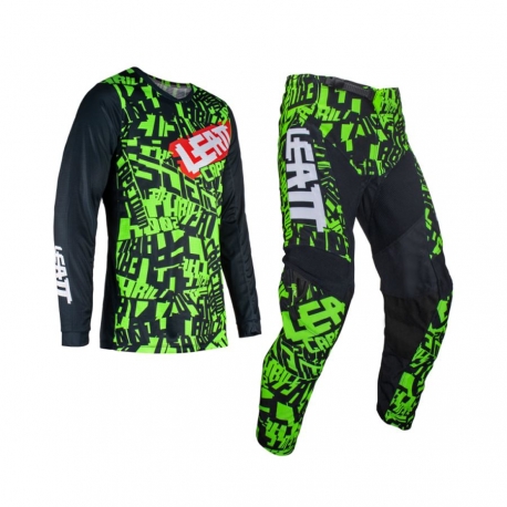 LEATT NOWOŚĆ ZESTAW (KOMPLET) KOSZULKA + SPODNIE MOTO RIDE KIT 3.5 LIME KOLOR CZARNY/ŻÓŁTY FLUO ROZMIAR S