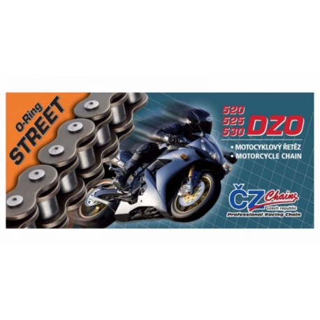 CZ ŁAŃCUCH NAPĘDOWY 525 DZO (118 OGNIW) O-RING BRONZE DO 900 CCM (STREET) (40,0 KN) + ZAKUWKA DRĄŻONA