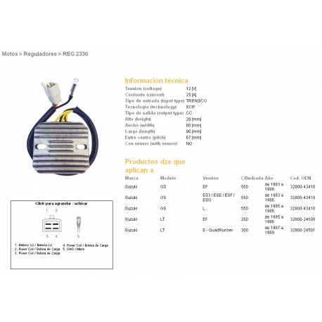 DZE REGULATOR NAPIĘCIA SUZUKI GSX550 E/ES/EF/L 83-86 (ESR110)