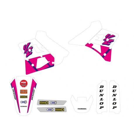 TECNOSEL (BLACKBIRD) KOMPLET NAKLEJEK (OKLEIN) YAMAHA YZ 250 '90-'92, REPLICA OEM YAMAHA '92 KOLOR RÓŻOWY/BIAŁY
