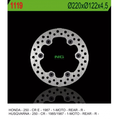 NG TARCZA HAMULCOWA TYŁ HUSQVARNA CR 250 '85-'87 HONDA CR 250 87 ' (220X122X4,5)