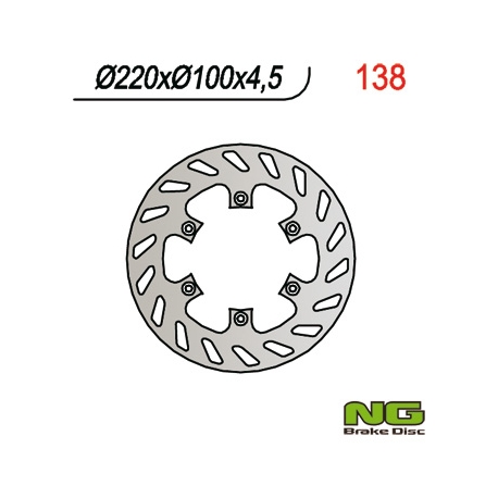 NG TARCZA HAMULCOWA TYŁ KAWASAKI KX 125 '89-'02, KX 250 '92-'95, KDX 200/220, KLX300/650R (220X100X4,5) (6X6,5MM)