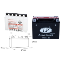 LANDPORT AKUMULATOR YTX15L-BS (MA LTX15L-BS) 12V 12AH 175X87X130 BEZOBSŁUGOWY - ELEKTROLIT OSOBNO (2) UE2019/1148