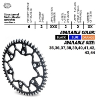 MOTO-MASTER ZĘBATKA TYLNA ALUMINIOWA T7075 (ERGAL) 4644 40 (464440) KTM SX 50/SX 50 MINI '02- , SX-E5 E-BIKE '19-, GASGAS MC 50 