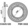 PBR ZĘBATKA TYLNA ALUMINIOWA (ERGAL) 3552 38 APRILIA ETX 125 '84 BMW G310 R '16-'20 (-2) (ŁAŃC. 520) KOLOR SREBRNY