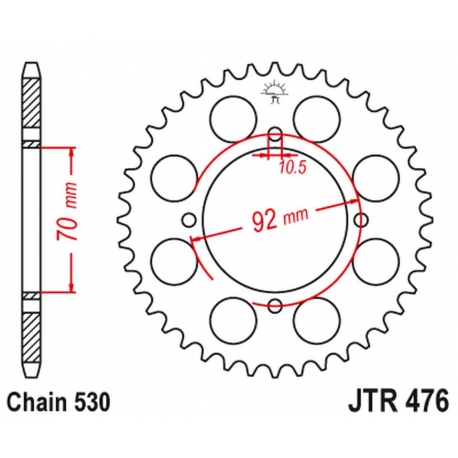 JT ZĘBATKA TYLNA 476 45 KAWASAKI GPZ 250 '83-85', Z 250/400/440/500/550 '78-85' (47645JT) (ŁAŃC.530)