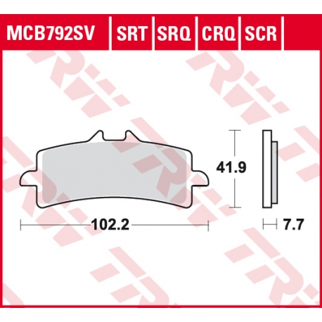 TRW LUCAS KLOCKI HAMULCOWE KH447 SINTER STREET APRILIA RSV4 09-, DUCATI V4 PANIGALE 18-, PANIGALE 1299 15-, KAWASAKI H2 15-, ZX1