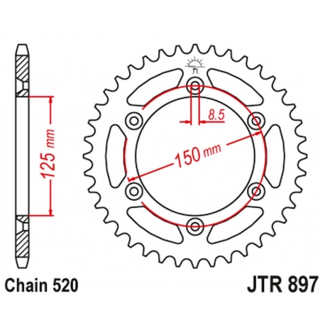 JT ZĘBATKA TYLNA 899 52 ALUMINIOWA RACELITE KTM SX/EXC/LC4 (91-21) (89952JTA) (ŁAŃC. 520) KOLOR NIEBIESKI