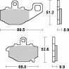 SBS KLOCKI HAMULCOWE KH192 STREET STANDART CERAMIC KOLOR CZARNY PASUJE DO: KAWASAKI ER-6F/GPZ/KLE/Z/ZR/ZX-6R/ZX-9R/ZX-10R/ZZR TY