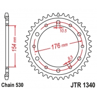 JT ZĘBATKA TYLNA 4434 44 HONDA CB 1000R '08-'16 (443444JT) (ŁAŃC. 530)