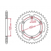 GROSSKOPF PROMOCJA ZĘBATKA TYLNA ALUMINIOWA KOLOR CZARNY 289 53 HONDA CR/CRF '83-'22, BETA RR '13-'22 KOLOR CZARNY (JTR210.53)