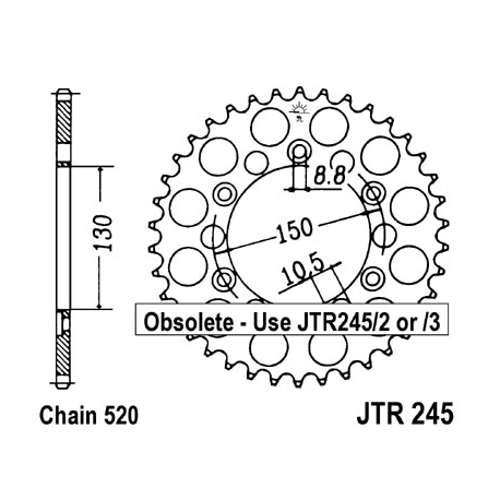 JT ZĘBATKA TYLNA 270 44 YAMAHA WR 250R '08-'20 (27044JT) (ŁAŃC. 520)