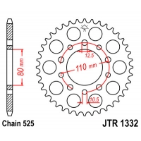 JT ZĘBATKA TYLNA 4350 40 HONDA CB 500 '94-'03, CB 750F '93-'03 (435040JTZBK) (ŁAŃC. 525) KOLOR CZARNY