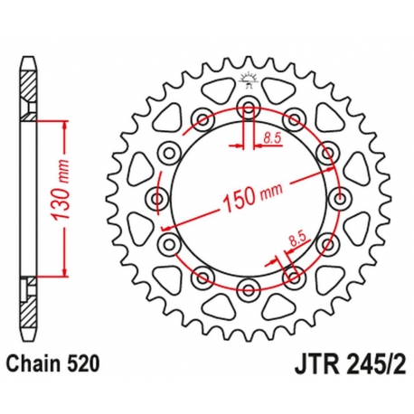 JT ZĘBATKA TYLNA 270 39 YAMAHA WR 250R '08-'20 (27039JT) (JTR245/2.40) (ŁAŃC. 520)