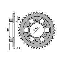 PBR ZĘBATKA TYLNA 3553 36 C45 APRILIA AF1 125 87-92 (ŁAŃC. 520) (JTR19.36)