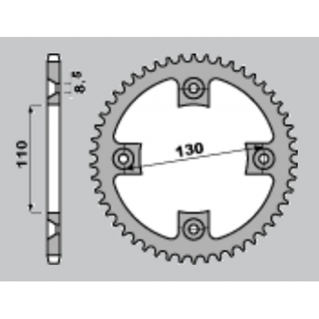 GROSSKOPF PROMOCJA ZĘBATKA TYLNA ALUMINIOWA 4306 51 HONDA CR 85 '03-'07, CRF 150 '07-'22 (+1) KOLOR CZARNY