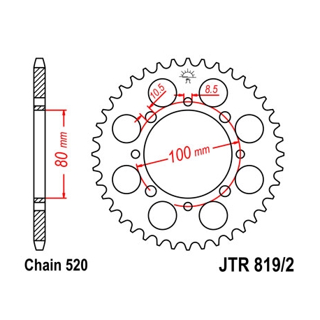 JT ZĘBATKA TYLNA 819 41 SUZUKI GZ 250 MARAUDER (99-10), GN 250 (82-99) (81941JT) (ŁAŃC. 520)