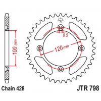 JT ZĘBATKA TYLNA 798 50 SUZUKI RM 80 '83-01, YAMAHA YZ 85 '02-20 (79850JT) (ŁAŃC. 428)