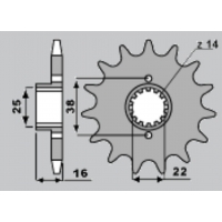 CHT ZĘBATKA PRZEDNIA 2050 14 DUCATI 748/916/944/996 1000