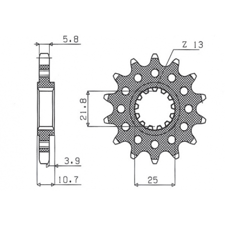 SUNSTAR ZĘBATKA PRZEDNIA 2172 16 YAMAHA FZ6 '09-, XJ6 '09-'15 (JTF1581.16) (MOD. ŁAŃC. 520) (217216JT)