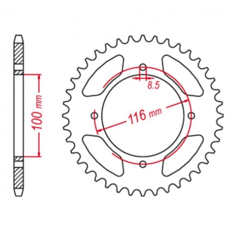 GROSSKOPF PROMOCJA ZĘBATKA TYLNA ALUMINIOWA KOLOR SREBRNY 467 54 KAWASAKI KX 80 '98-'00, KX 85 '01-'20, KX 100 '00-'21 (JTR461.5