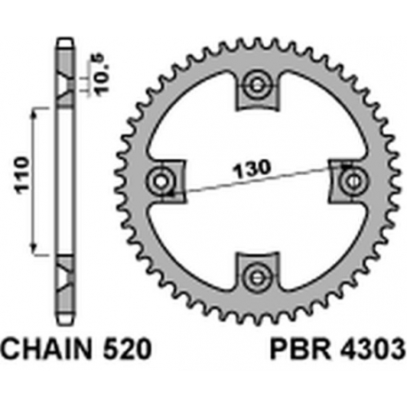 PBR ZĘBATKA TYLNA 4303 39 C45 HONDA TRX 400 X 09 (JTR1350.39) (ŁAŃC. 520)