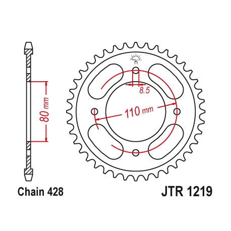 JT ZĘBATKA TYLNA 4597 41 HONDA CBF 125 '21-'23 (459741JT) (ŁAŃC. 428) OEM: 41200-K0N-E00 - ZAMÓWIĆ