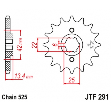 JT ZĘBATKA PRZEDNIA 291 15 HONDA CB 450S '86-'89 (29115JT) (ŁAŃC. 525) (-1)