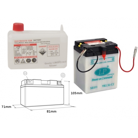 LANDPORT AKUMULATOR YB2,5LC2 (MD LB2,5L-C2) 12V 81X71X106 (HONDA MTX80-HD06) OBSŁUGOWY - ELEKTROLIT OSOBNO (4) UE2019/1148