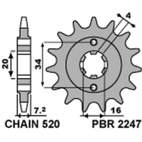 PBR ZĘBATKA PRZEDNIA 2247 13 18NC KTM 125 DUKE 11-16 (-1) (ŁAŃC. 520) (JTF1903.13)