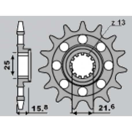 CHT ZĘBATKA PRZEDNIA 2093M 15 KAWASAKI ZX6R 05-06