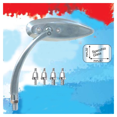 FAR LUSTERKO UNIWERSALNE (LEWE/PRAWE) ALUMINIUM POLEROWANE (KOMPLET ADAPTERÓW)