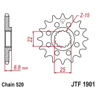 JT ZĘBATKA PRZEDNIA Z GUMĄ 1248 13 KTM SX/EXC '91-'22, BETA, GASGAS, HUSQVARNA (124813RB) (ŁAŃC. 520) - ZAMÓWIĆ