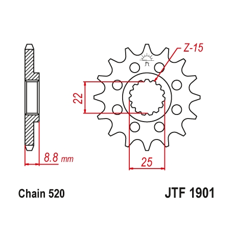 JT ZĘBATKA PRZEDNIA Z GUMĄ 1248 13 KTM SX/EXC '91-'22, BETA, GASGAS, HUSQVARNA (124813RB) (ŁAŃC. 520) - ZAMÓWIĆ